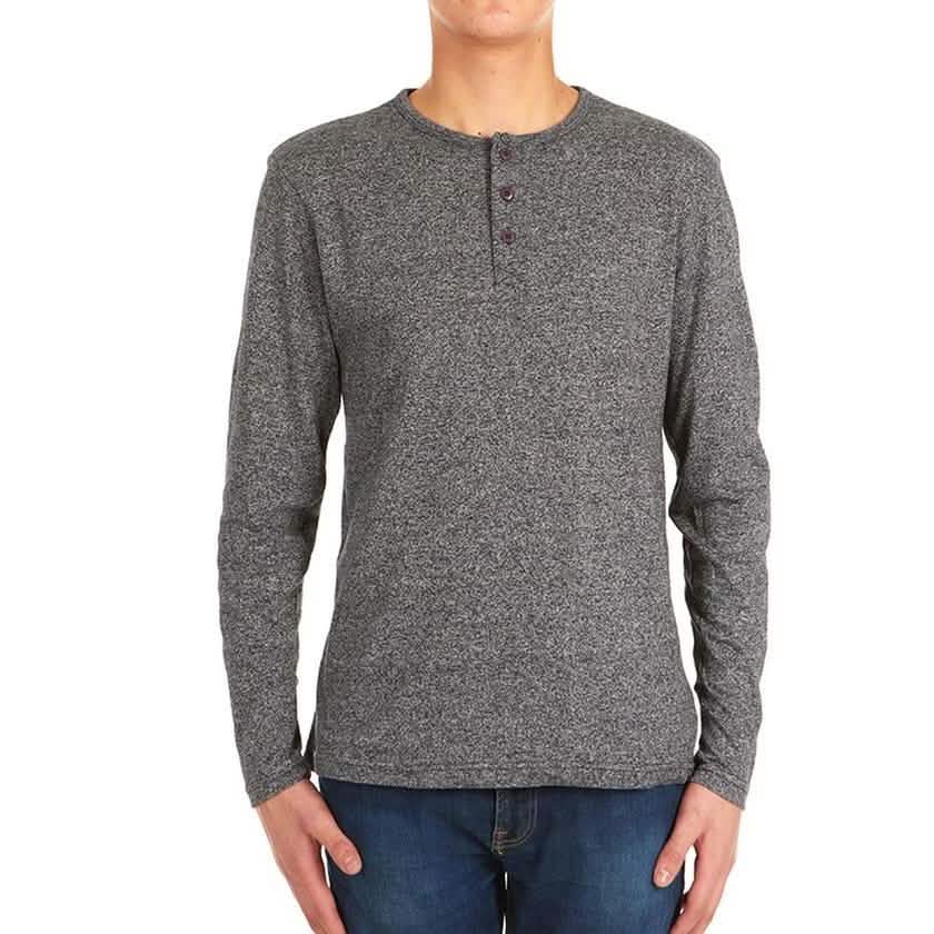 4-Pack: Men's Long-Sleeve Marled Henley Shirts - Size: Medium
