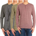 4-Pack: Men's Long-Sleeve Marled Henley Shirts - Size: Medium