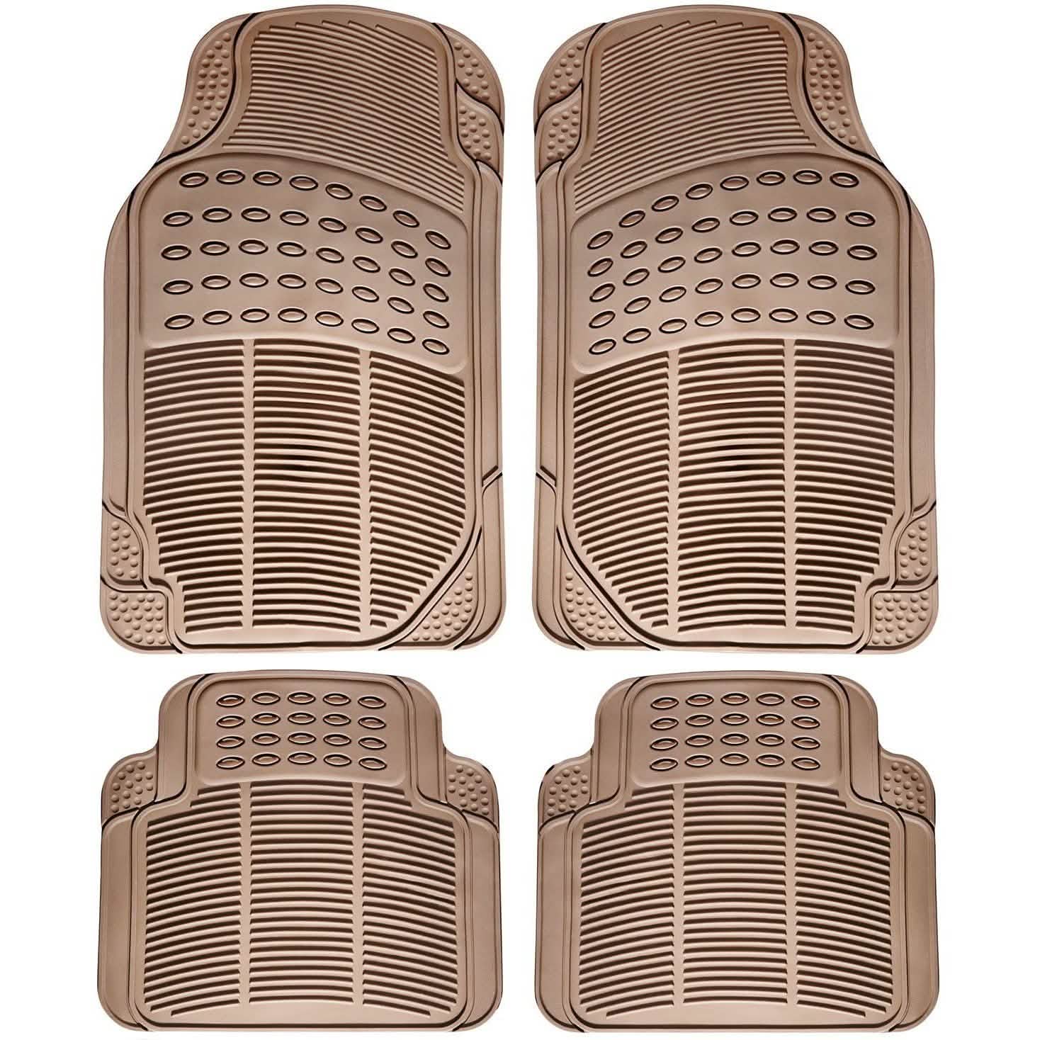 4-Pack: OxGord® Ridged Style 1st & 2nd Row Black Heavy Duty Rubber Floor Mat Set