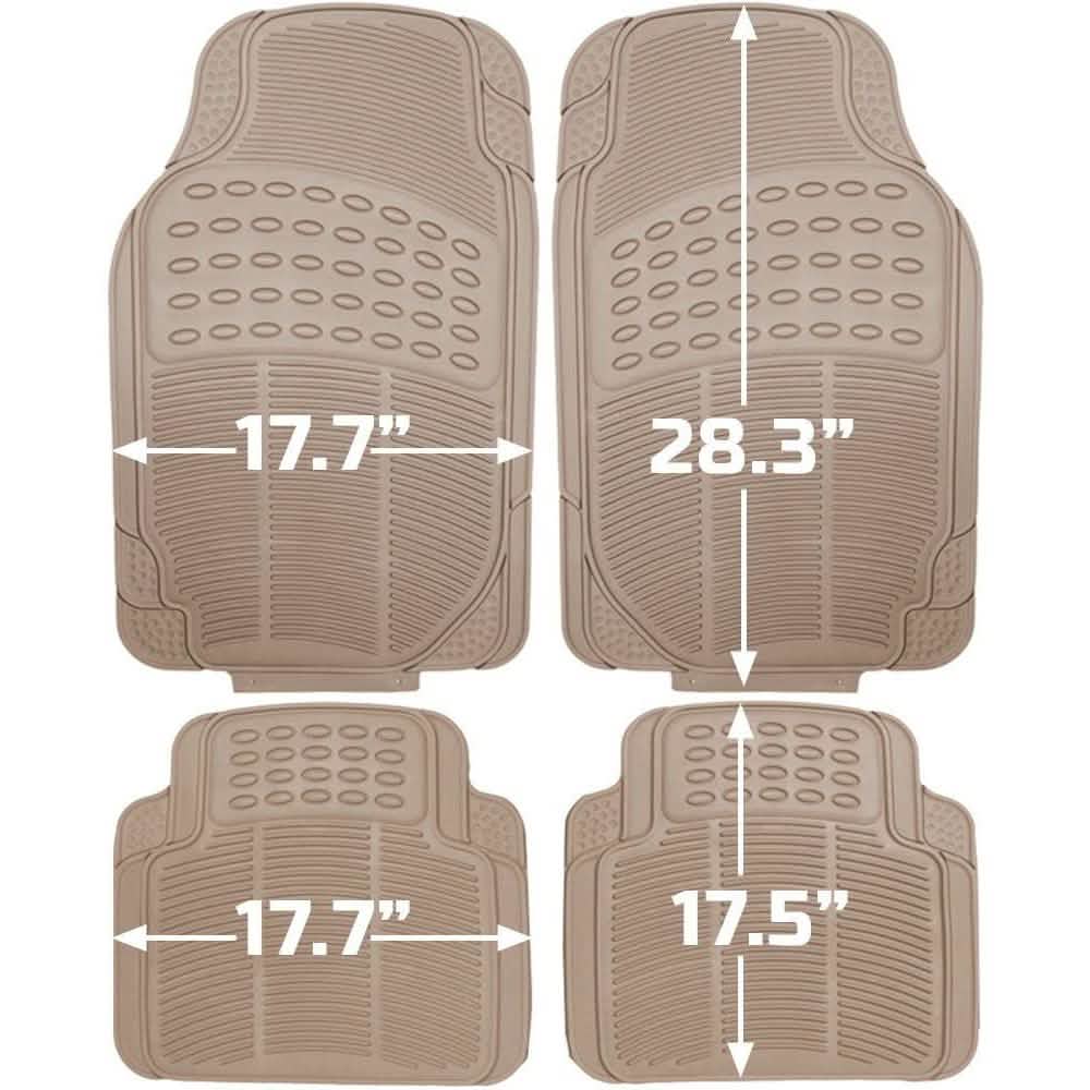 4-Pack: OxGord® Ridged Style 1st & 2nd Row Black Heavy Duty Rubber Floor Mat Set