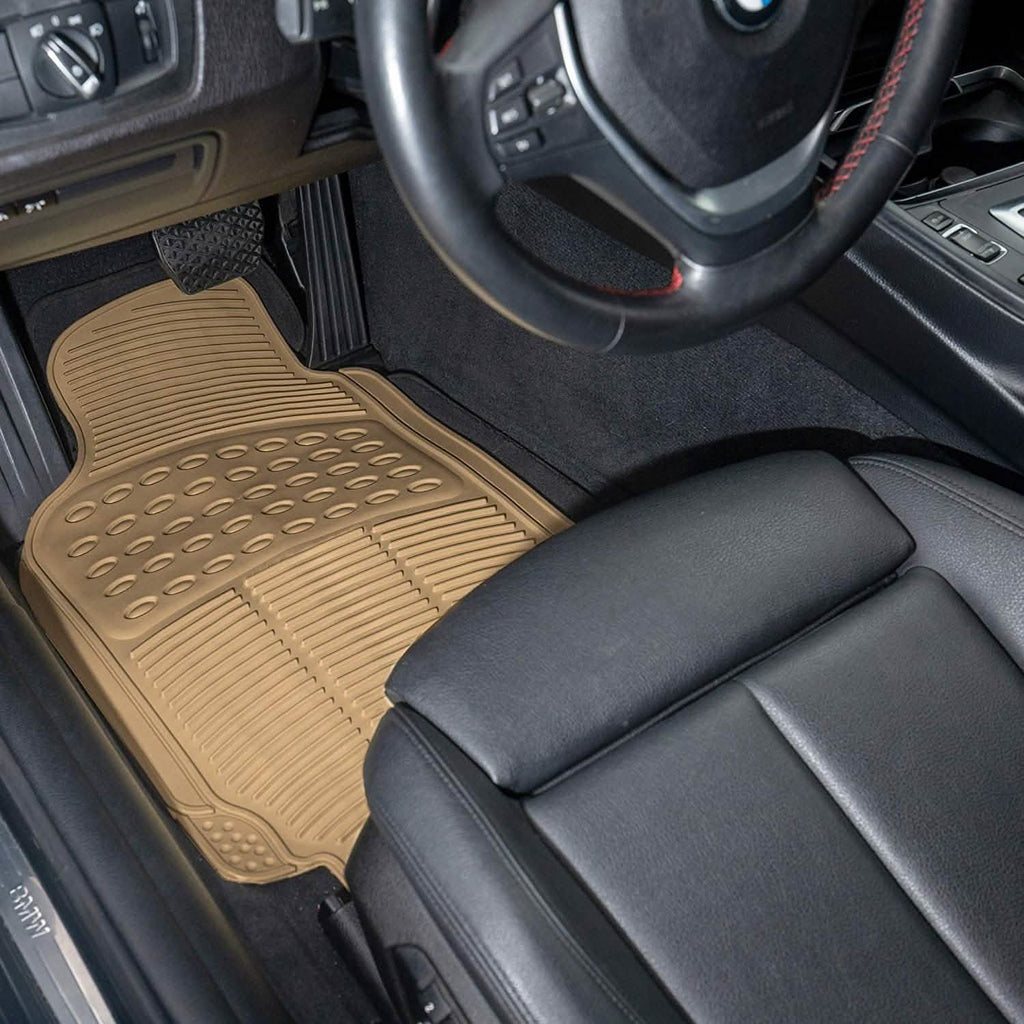 4-Pack: OxGord® Ridged Style 1st & 2nd Row Black Heavy Duty Rubber Floor Mat Set