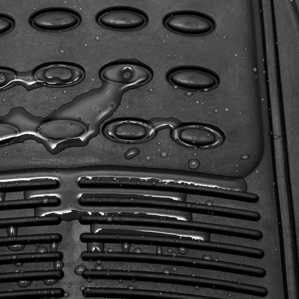4-Pack: OxGord® Ridged Style 1st & 2nd Row Black Heavy Duty Rubber Floor Mat Set