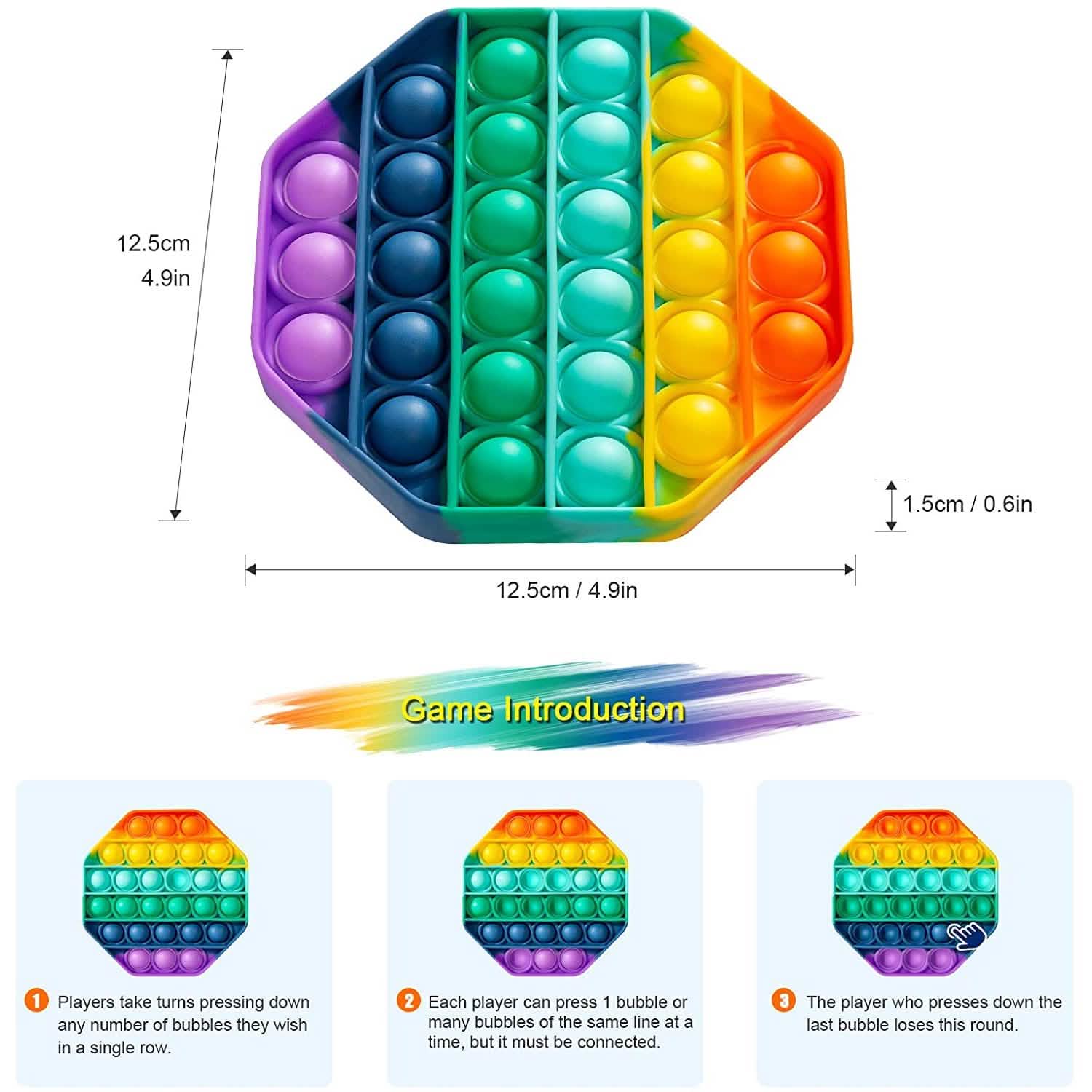 4-Pack: Rainbow Pop-It Bubble Popper