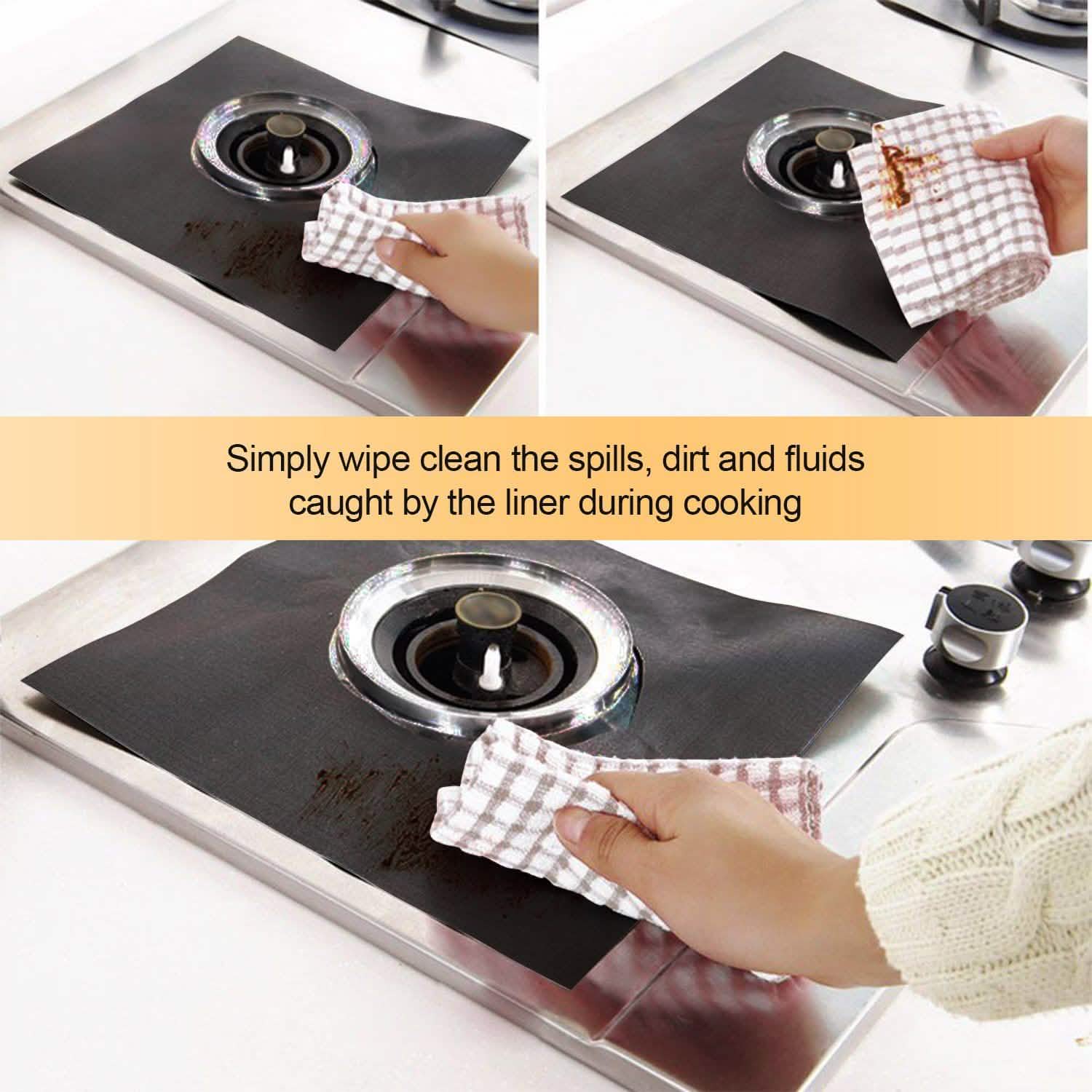 4-Pack: Reusable Nonstick Overtop Burner Protector Liner