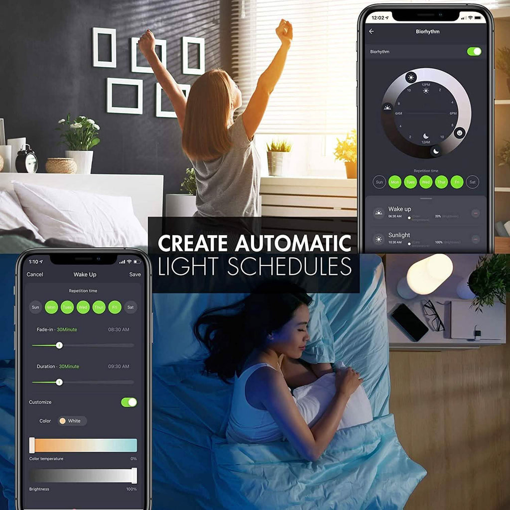 4-Pack: Smart WiFi LED Light Bulb with White and Color Changing Light Bulb