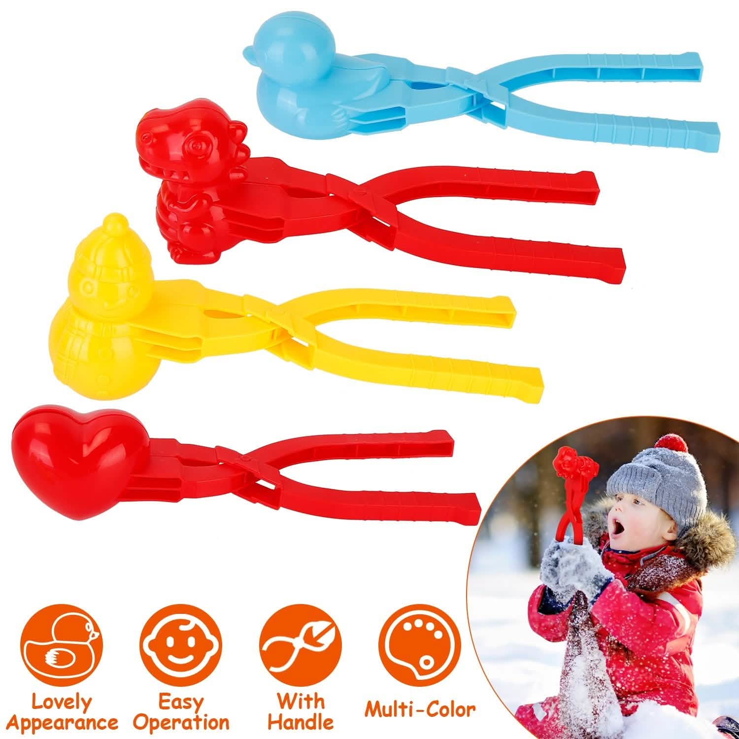 4-Pack: Snowball Makers Set Clip Snow Molds
