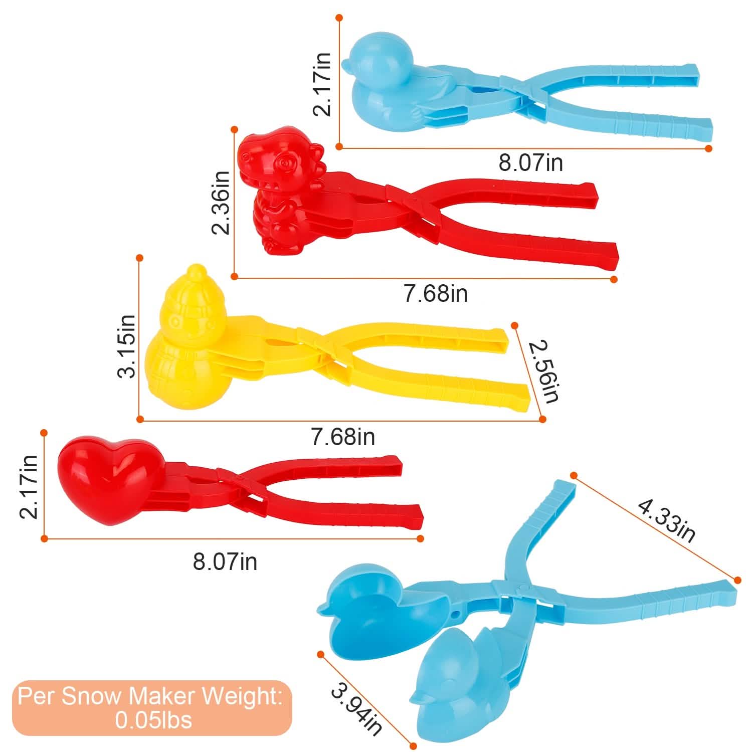 4-Pack: Snowball Makers Set Clip Snow Molds