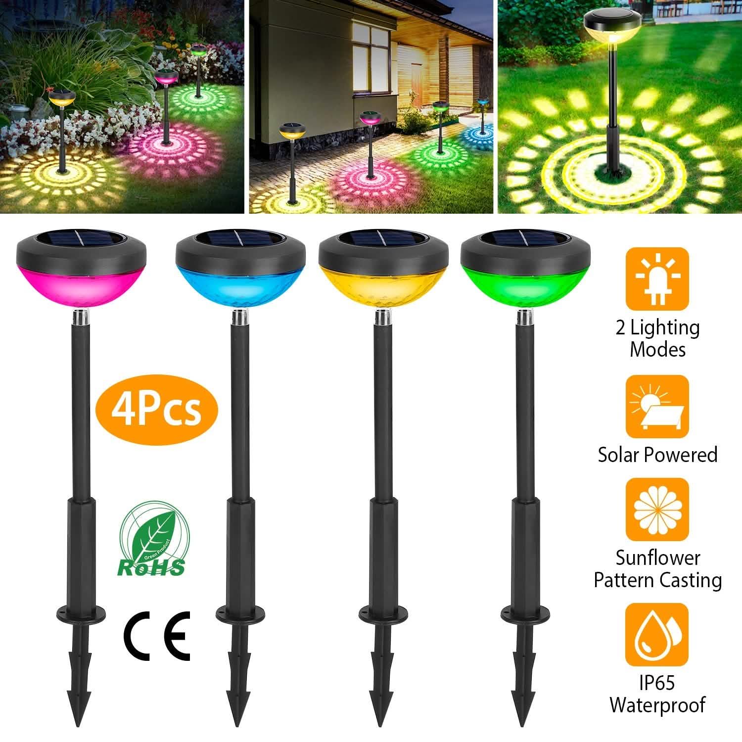 4-Pack: Solar Pathway Color Changing Garden Light