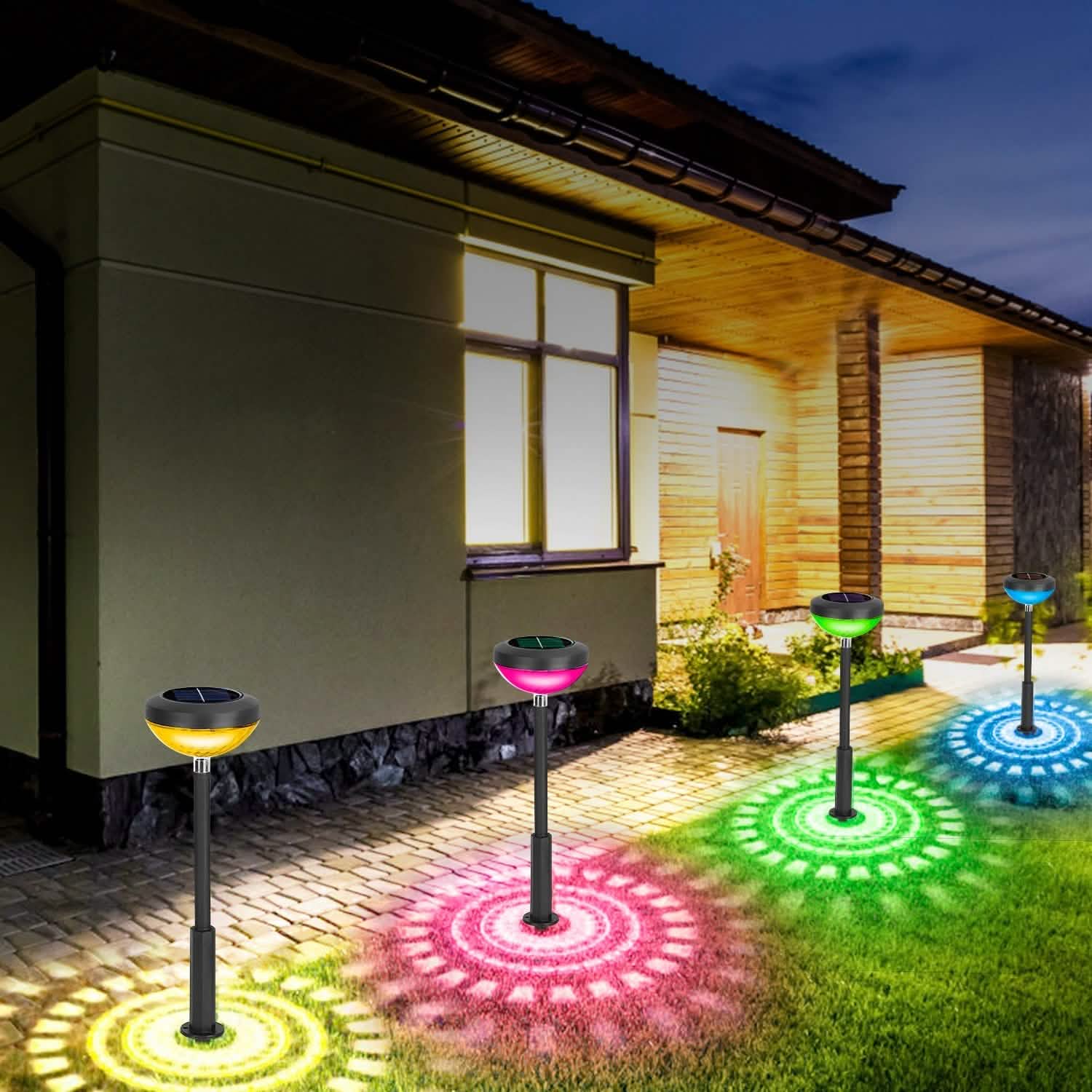 4-Pack: Solar Pathway Color Changing Garden Light