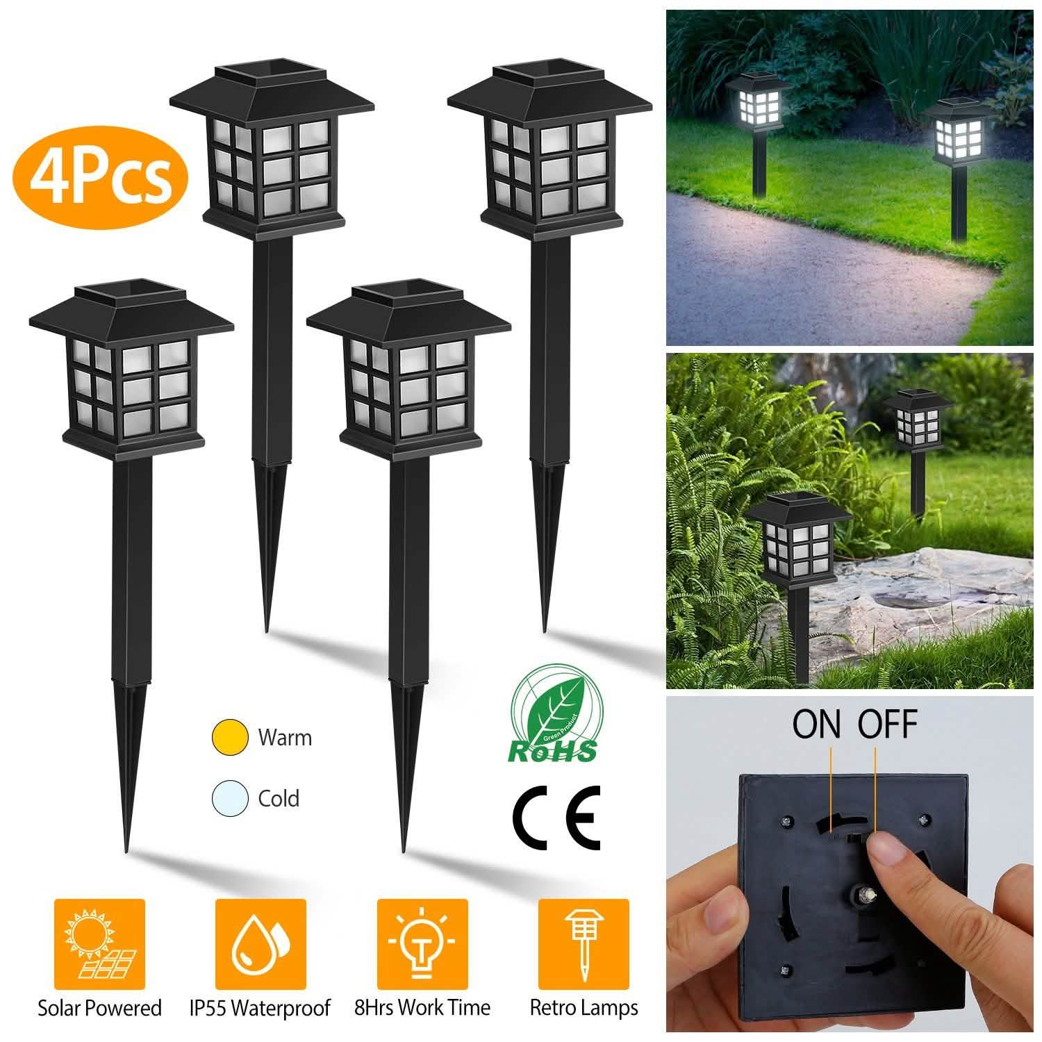 4-Pack: Solar Pathway Lights
