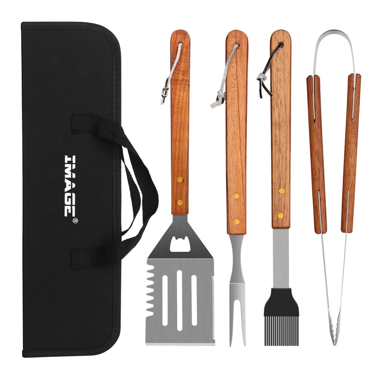 4-Pack: Stainless Steel BBQ Grill Tool Set