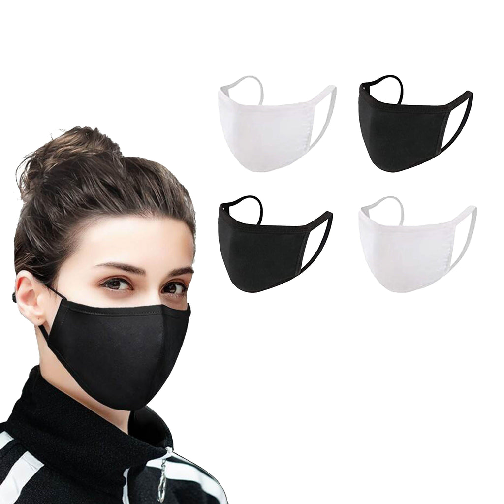 4-Pack: Washable & Reusable 2-Ply Cotton Fabric Reversible Face Mask