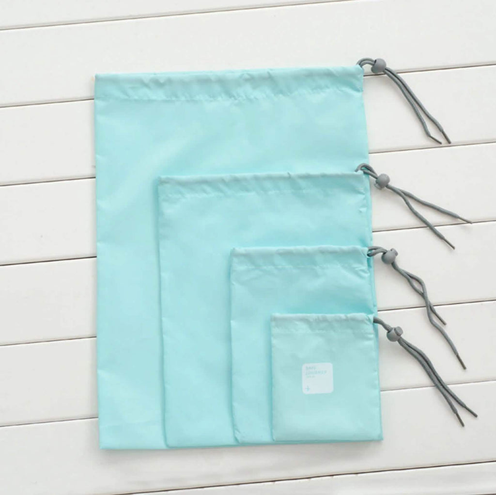 4-Pack: Waterproof Drawstring Bag Set