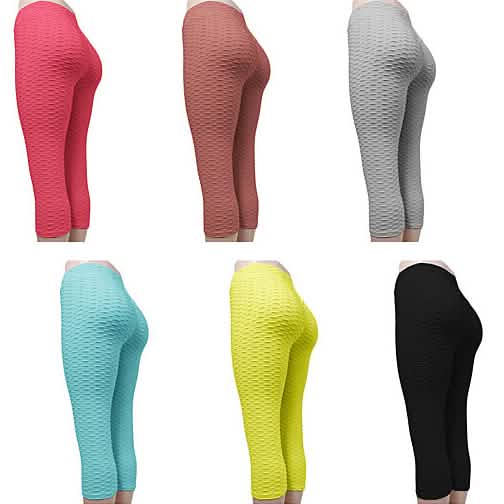 4-Pack: Women's High Waisted Anti Cellulite Solid Leggings