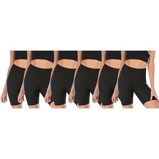4-Pack: Women's High Waisted Biker Shorts with Pockets