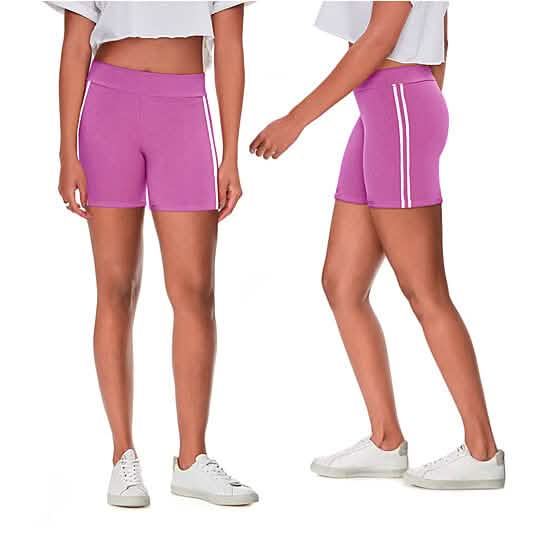 4-Pack: Women's Ultra-Soft Stretchy Athletic Workout Yoga Shorts with Stripes