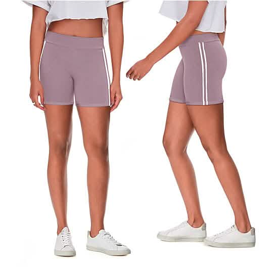 4-Pack: Women's Ultra-Soft Stretchy Athletic Workout Yoga Shorts with Stripes