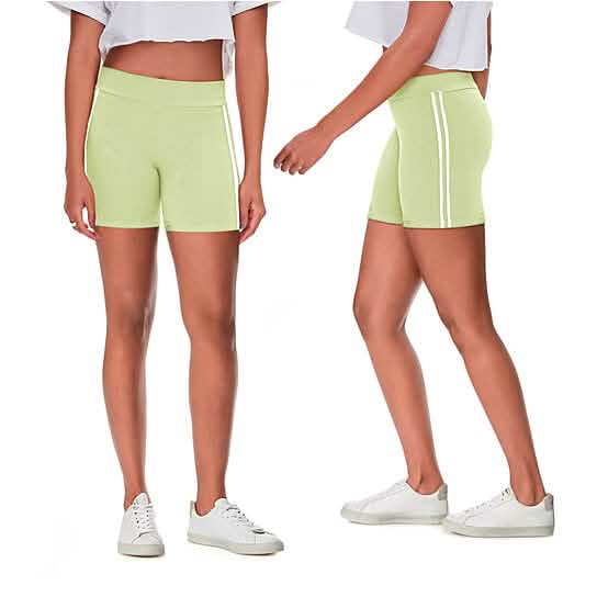 4-Pack: Women's Ultra-Soft Stretchy Athletic Workout Yoga Shorts with Stripes