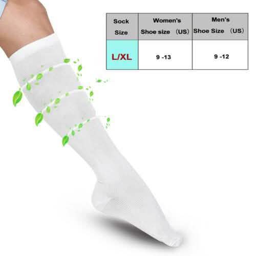 4-Pairs: White L/XL Compression Socks Running Sports Graduated Travel