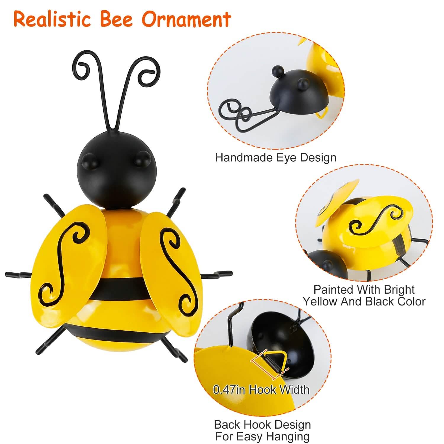 4-Piece: 3D Bumble Bee Ornament Set