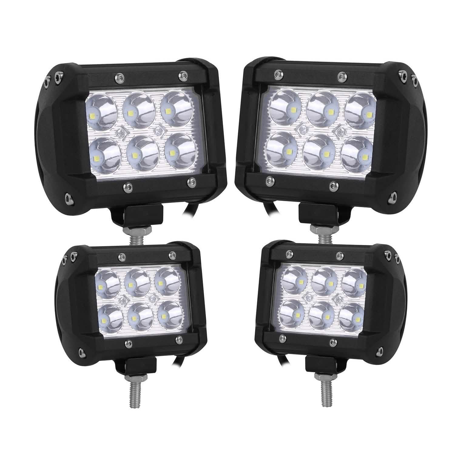 4-Piece: 4” 18W Dual Row LED Spot Light Pod