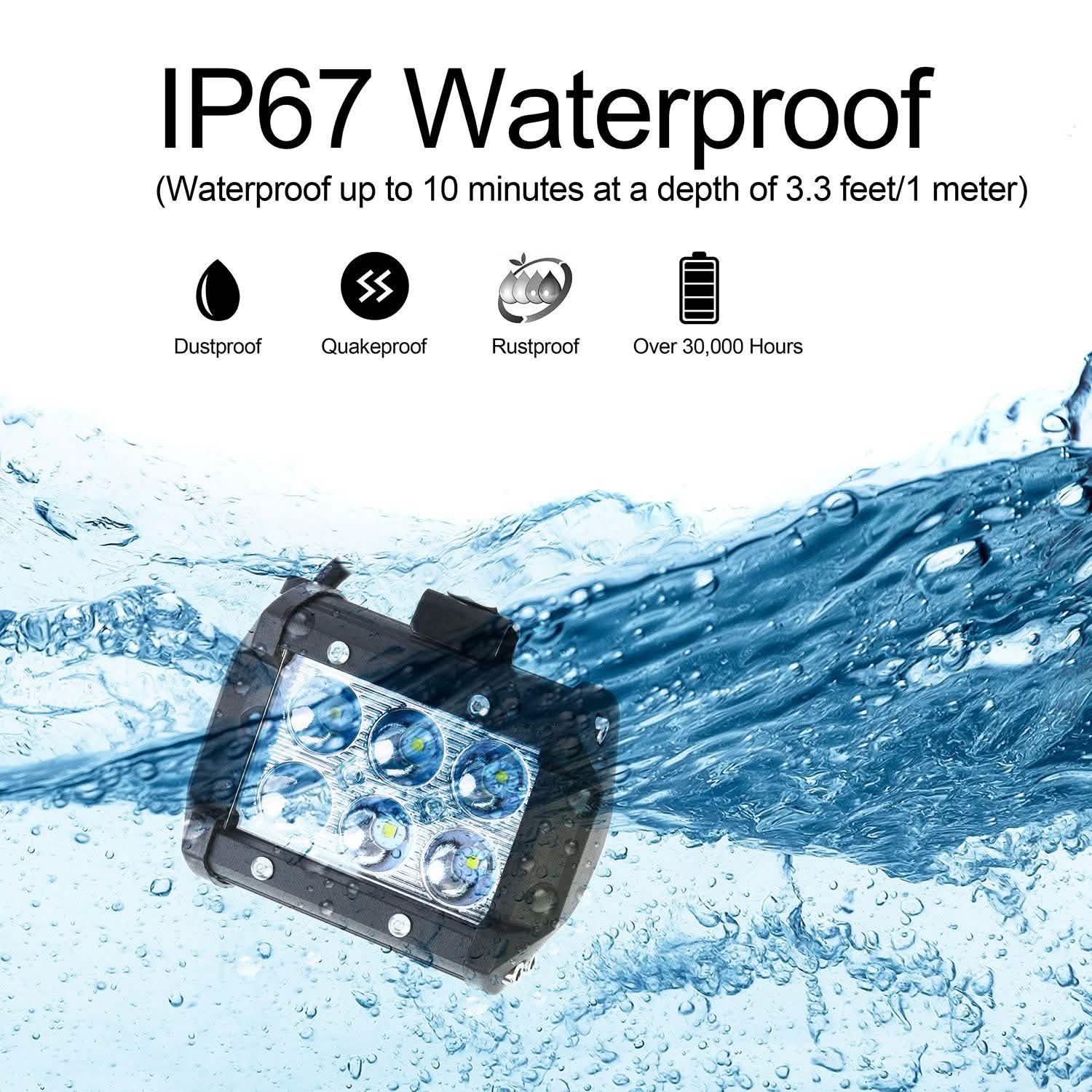 4-Piece: 4” 18W Dual Row LED Spot Light Pod