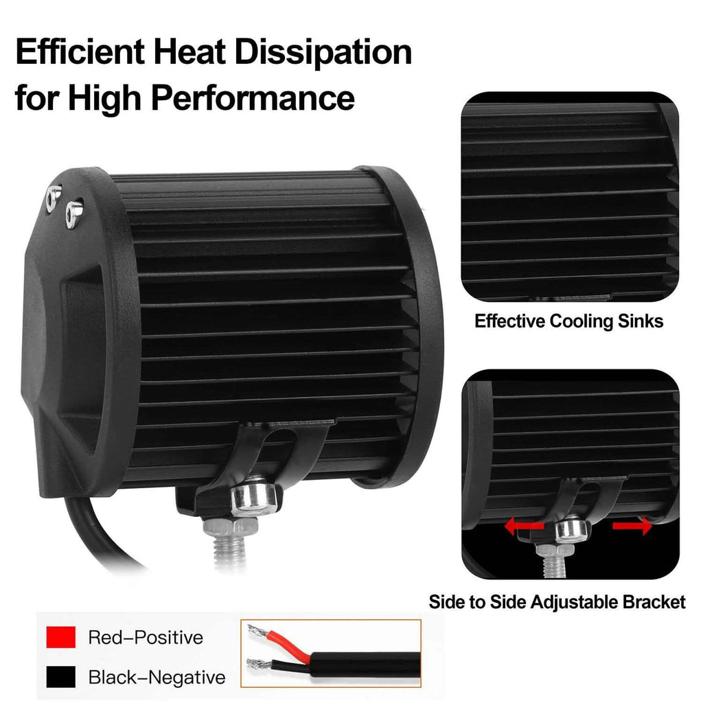 4-Piece: 4” 18W Dual Row LED Spot Light Pod