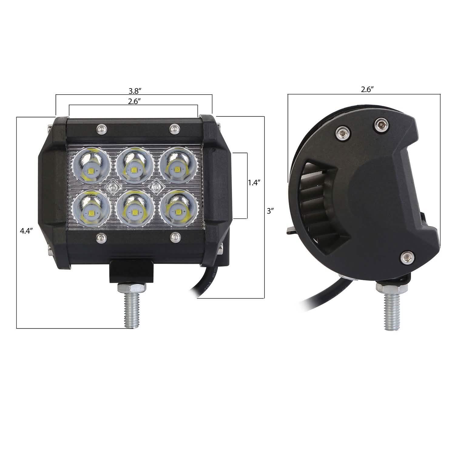 4-Piece: 4” 18W Dual Row LED Spot Light Pod