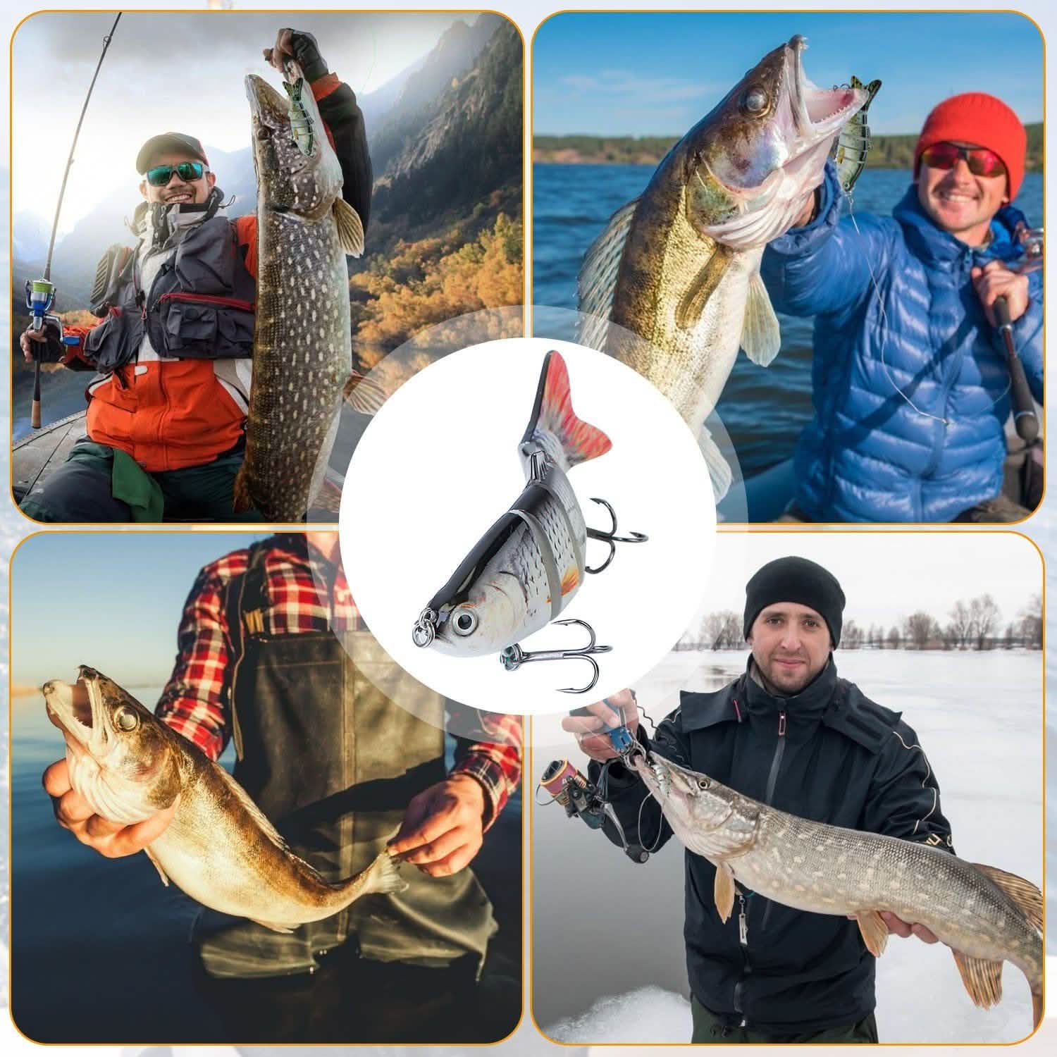 4-Piece: 6 Segment Multi Jointed Lifelike Fish Lures