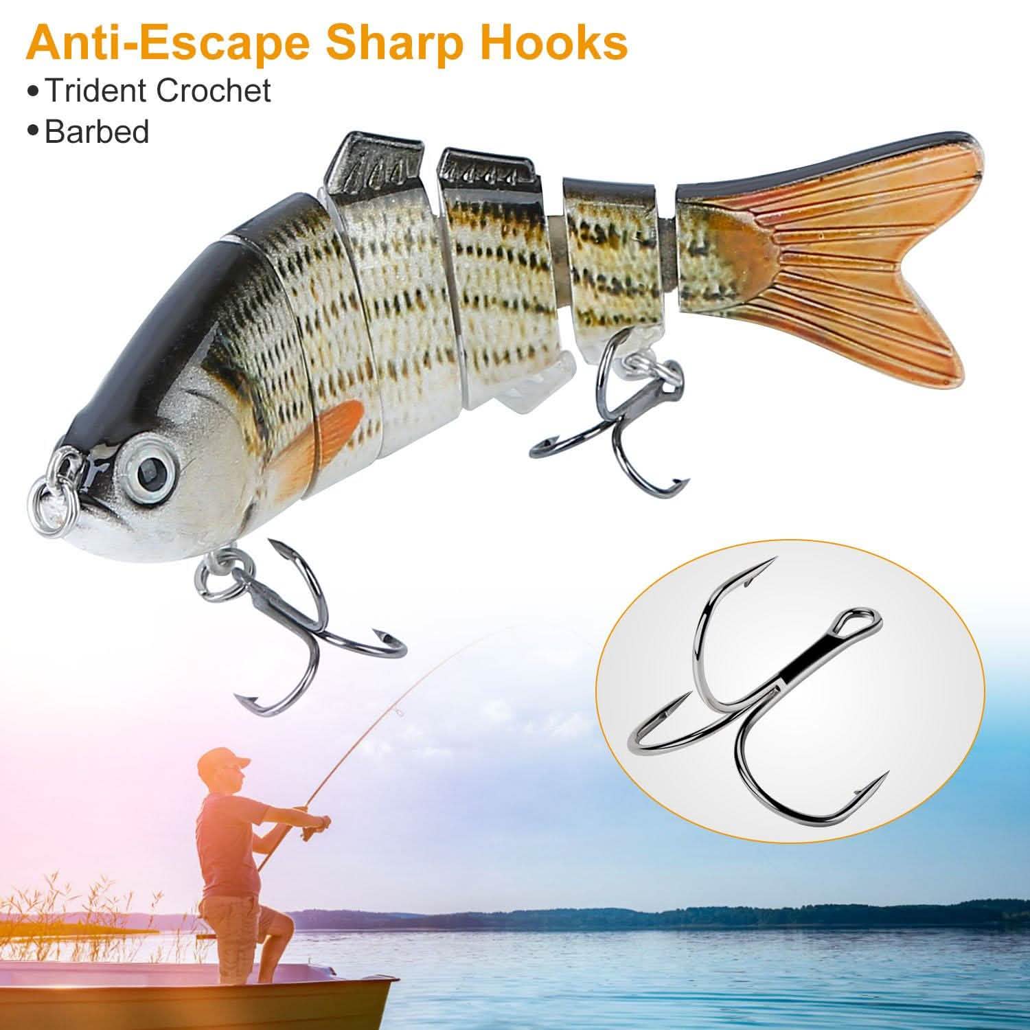 4-Piece: 6 Segment Multi Jointed Lifelike Fish Lures