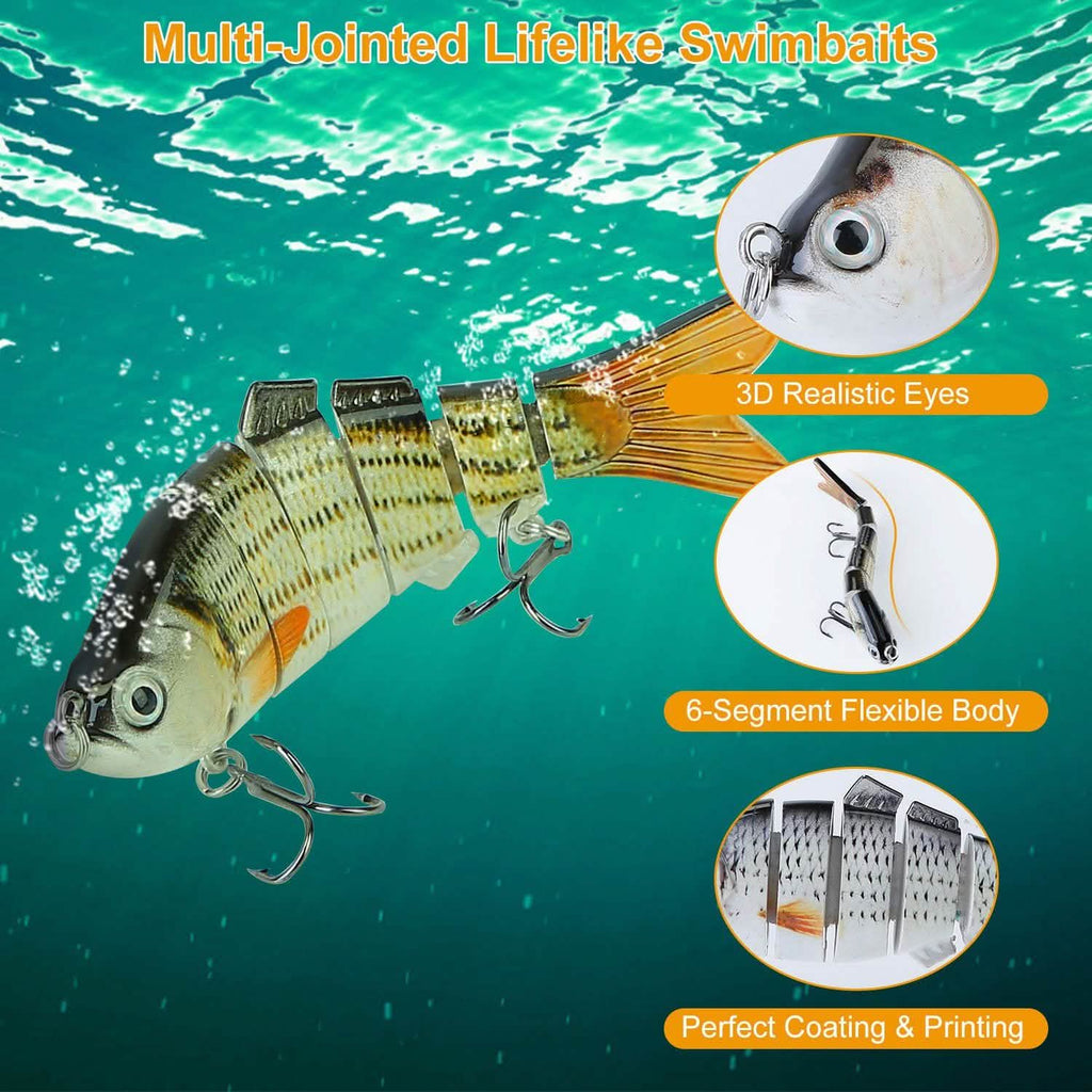 4-Piece: 6 Segment Multi Jointed Lifelike Fish Lures