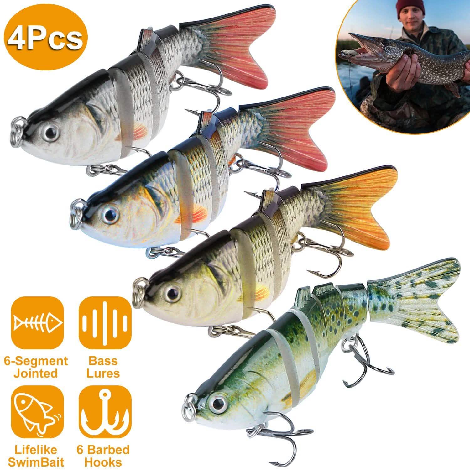 4-Piece: 6 Segment Multi Jointed Lifelike Fish Lures
