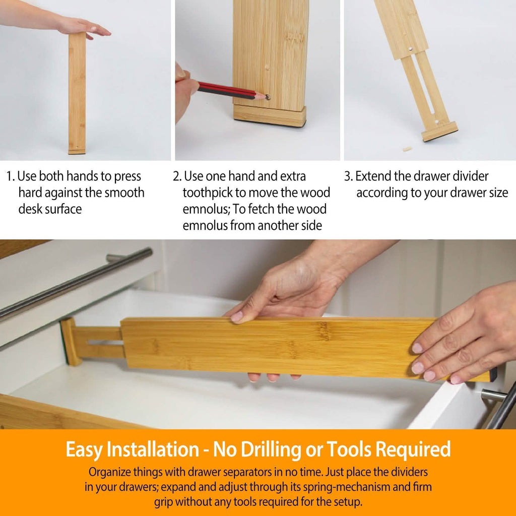 4-Piece: Adjustable Drawer Divider