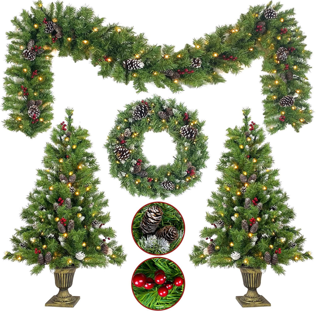 4-Piece: Artificial Christmas Tree Set