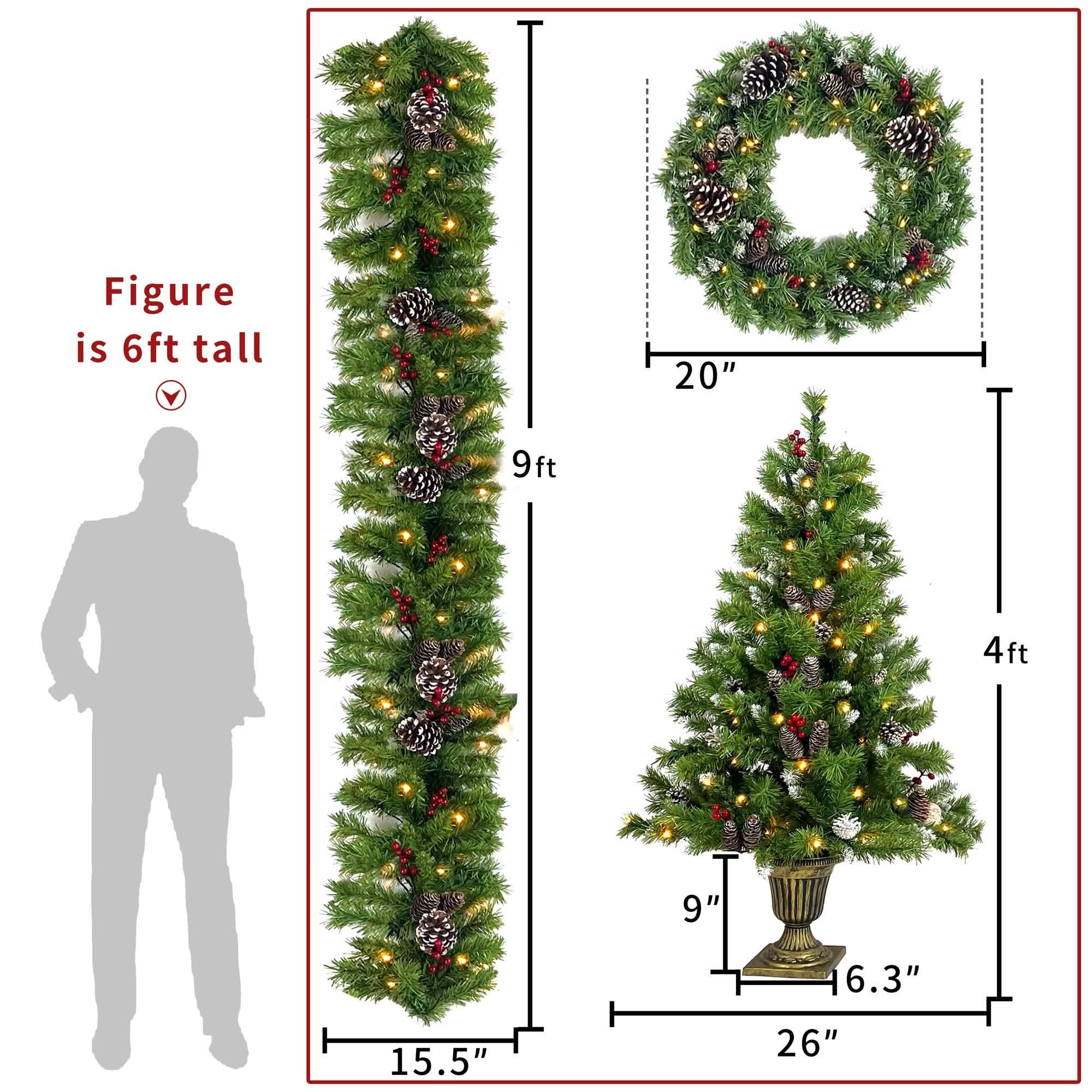 4-Piece: Artificial Christmas Tree Set