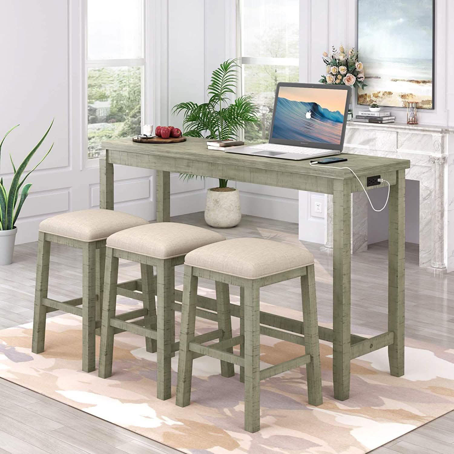 4-Piece: Counter Height Bar Table Set