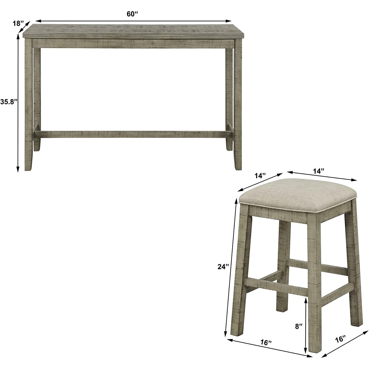 4-Piece: Counter Height Bar Table Set