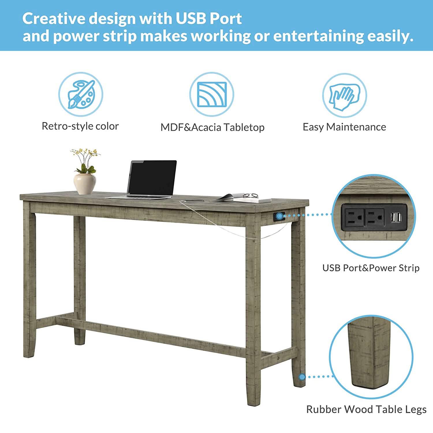 4-Piece: Counter Height Bar Table Set