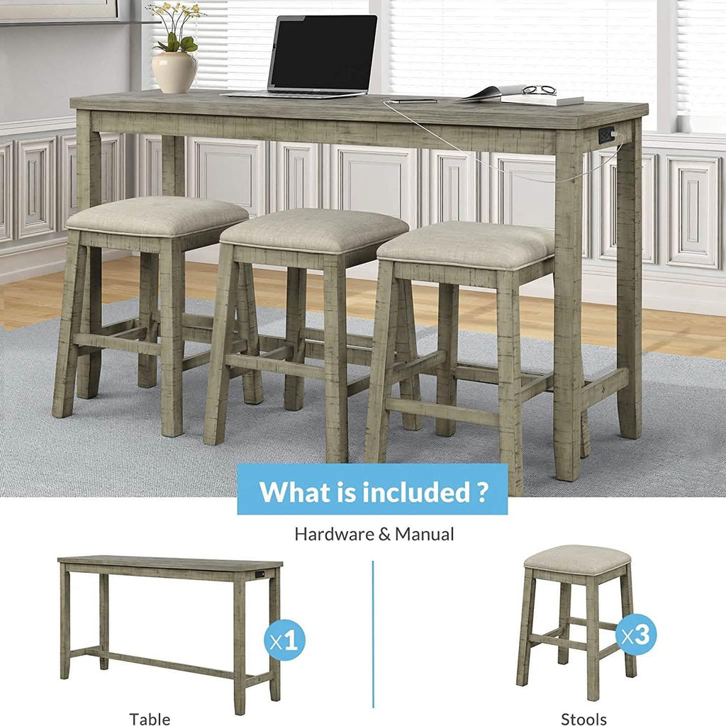 4-Piece: Counter Height Bar Table Set