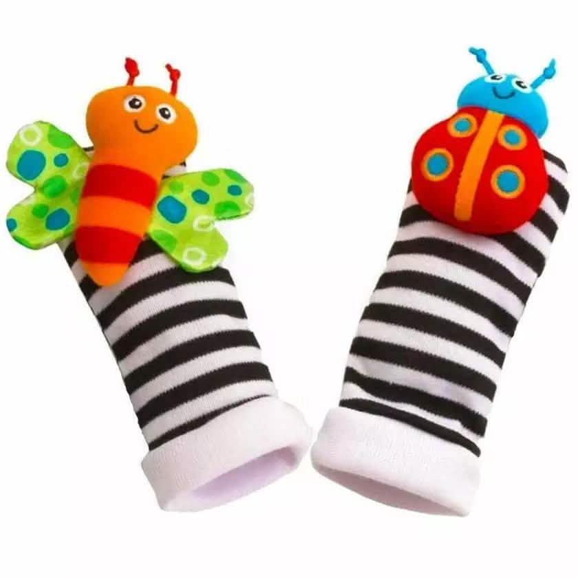 4-Piece: Cute Animal Soft Baby Socks Toys Wrist Rattles Set