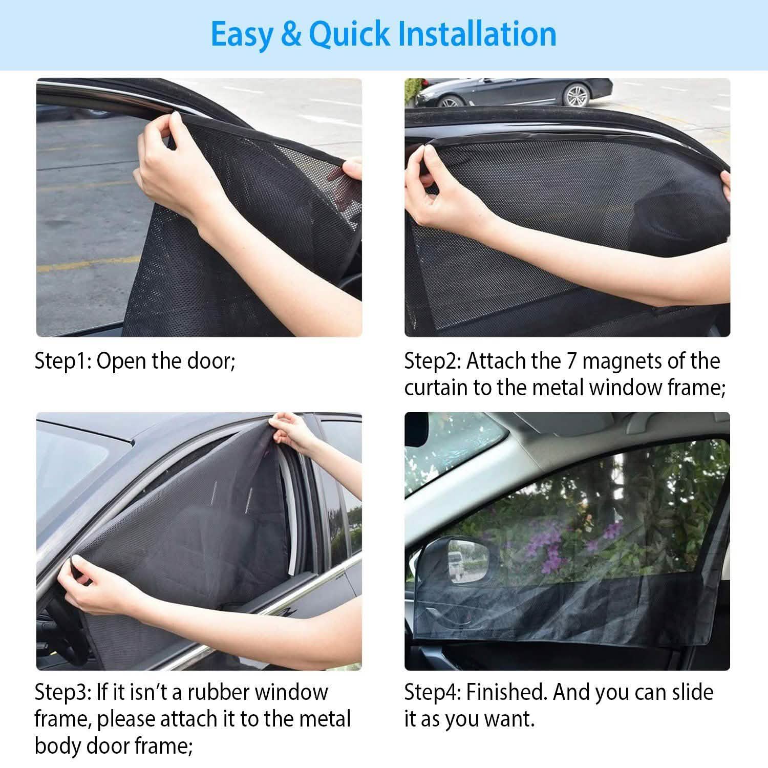 4-Piece: Front Rear Car Window Magnet Covers
