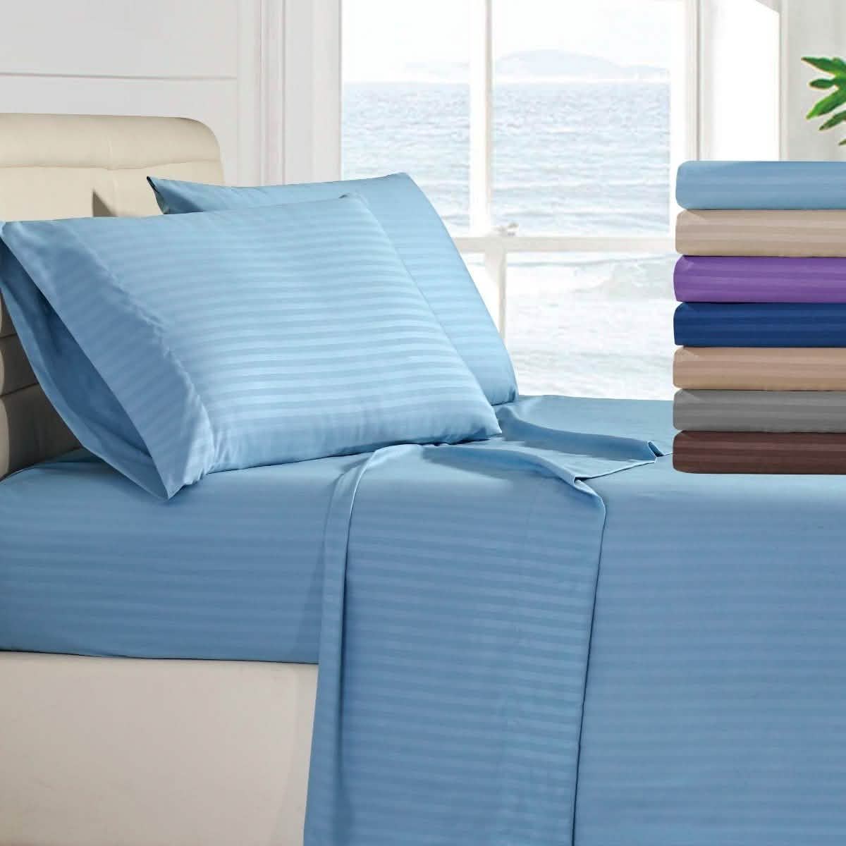 4-Piece: Lux Decor Collection Stripe Sheet Set