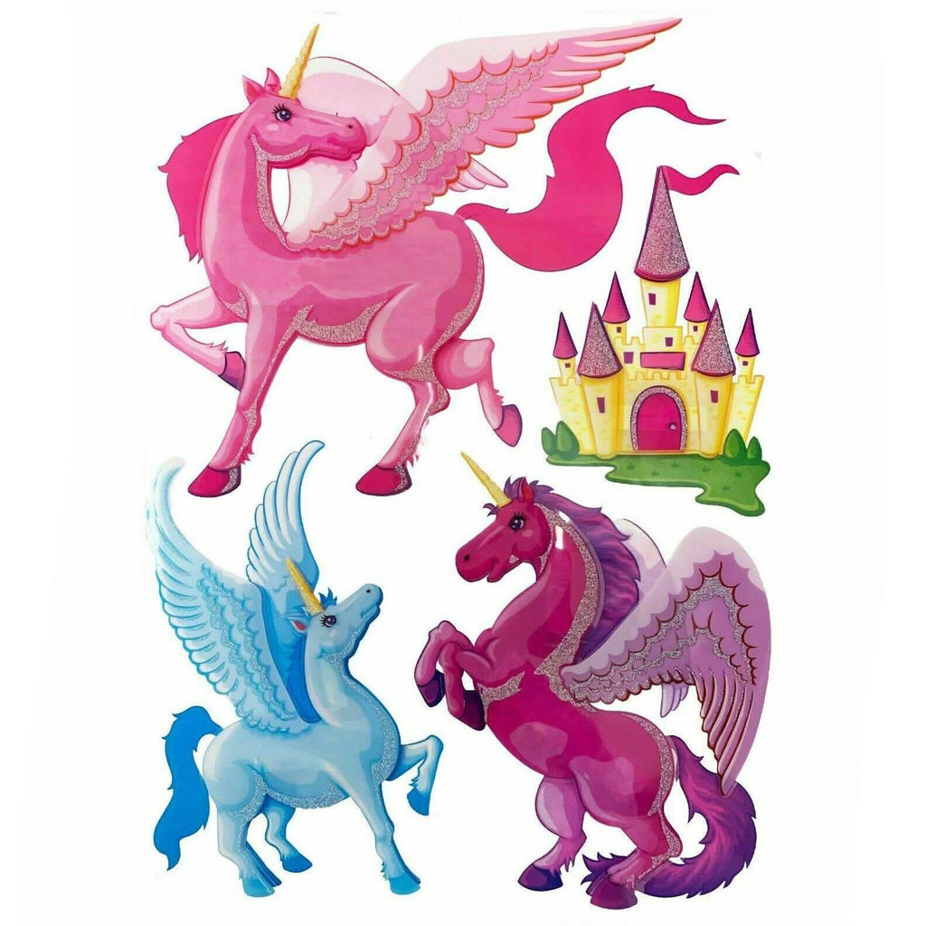 4-Piece: Malkin - Large Unicorn 3D Wall Decal Stickers Set
