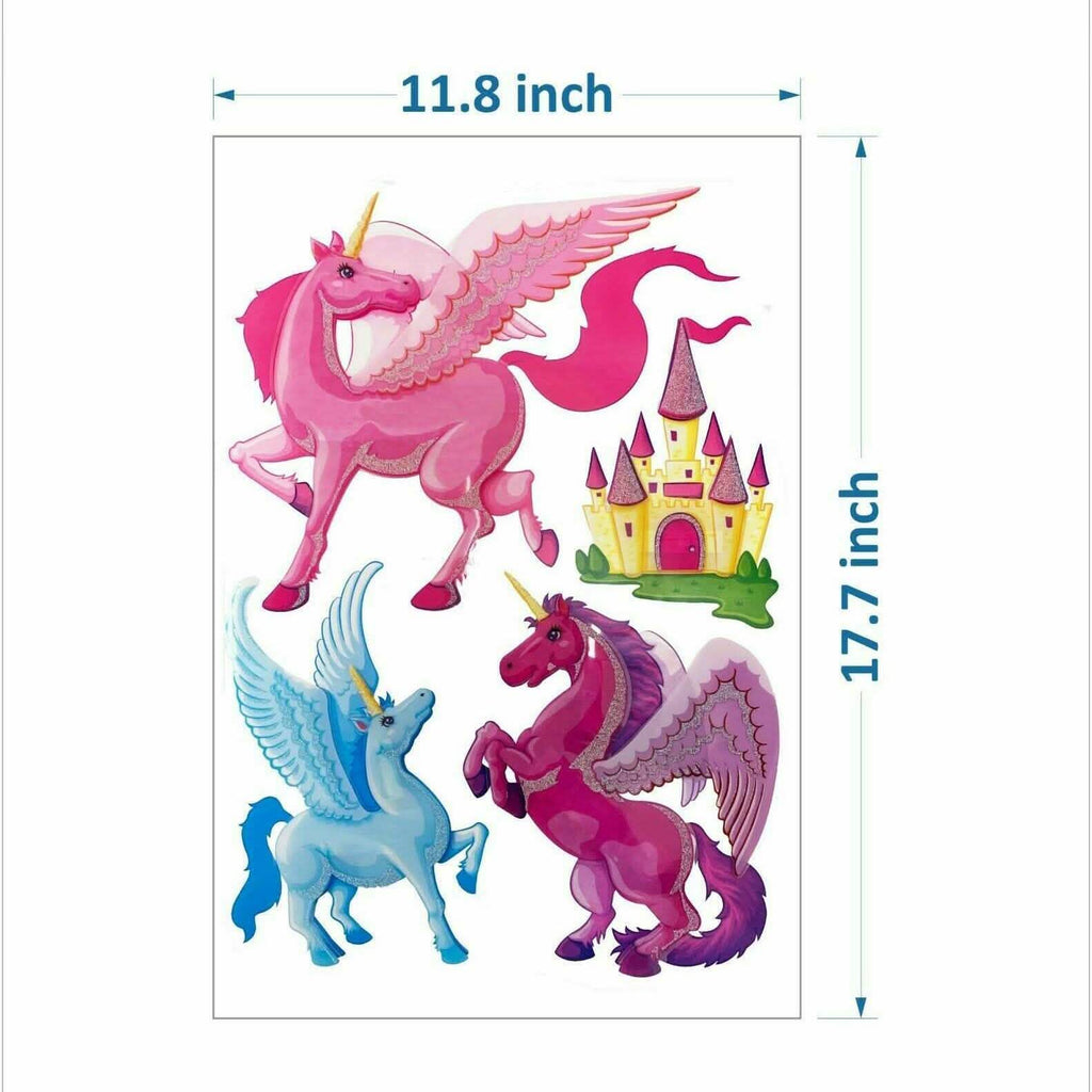 4-Piece: Malkin - Large Unicorn 3D Wall Decal Stickers Set