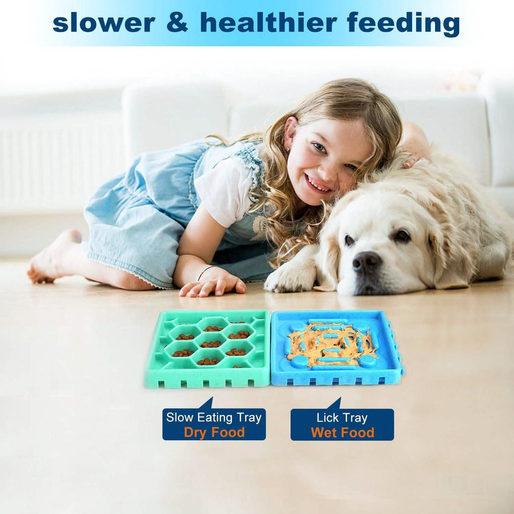 4-Piece: Pet Slow Feeder and Licking Tray Set