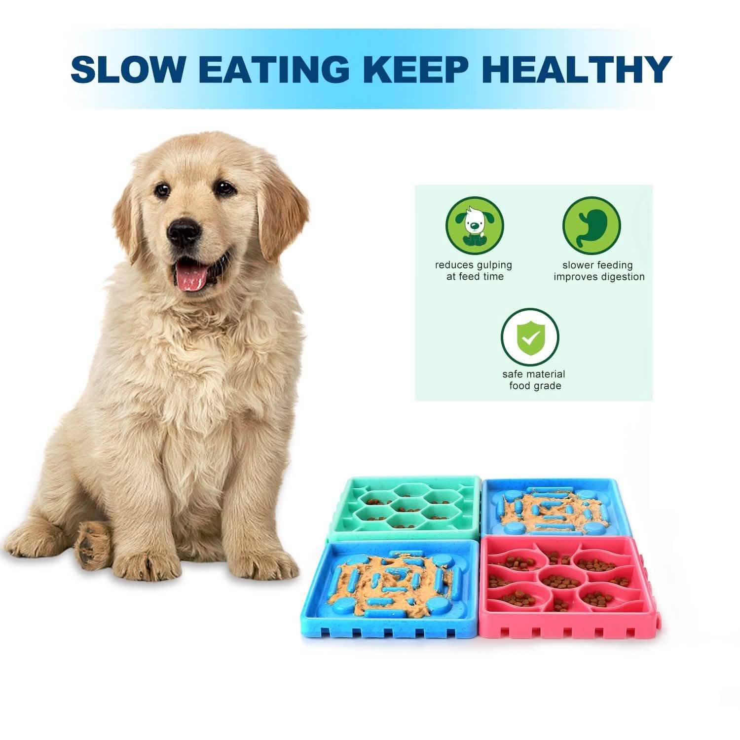 4-Piece: Pet Slow Feeder and Licking Tray Set