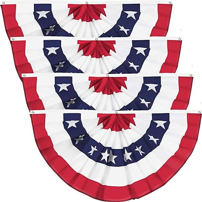 4-Piece: Pleated Patriotic Half-Fan Banner
