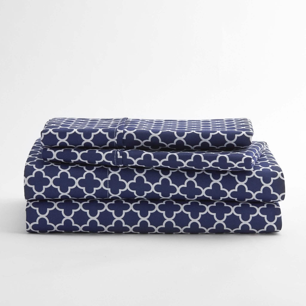 4-Piece: Quatrefoil Patterned Sheet Set