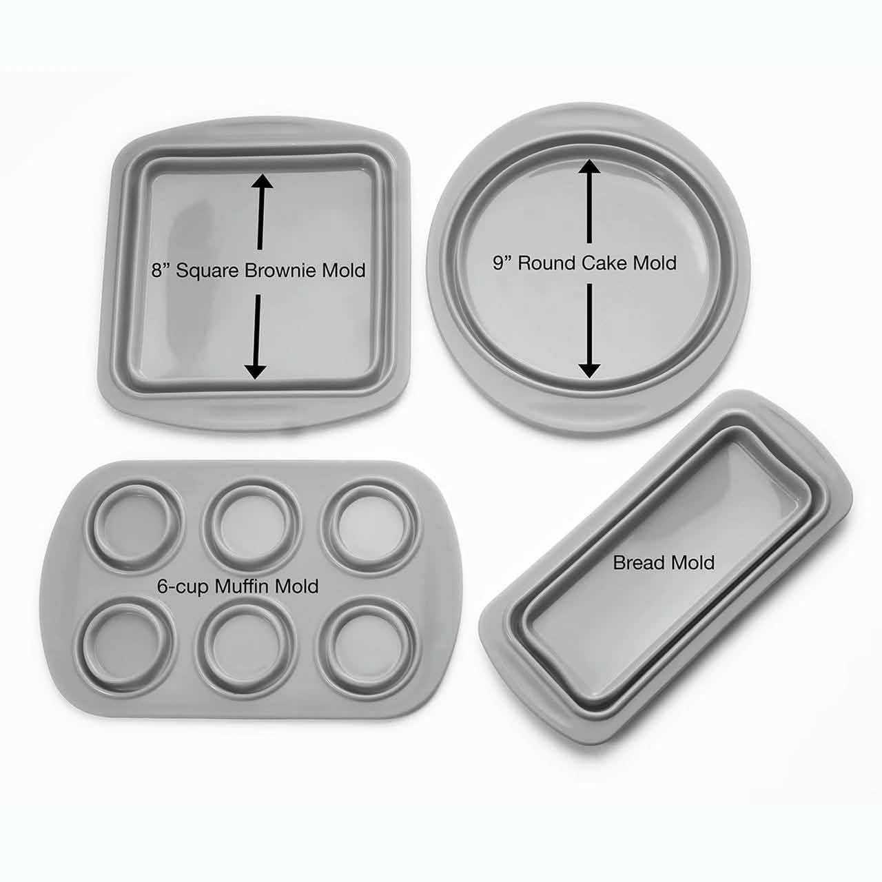 4-Piece Set: Collapsible Silicone Bakeware