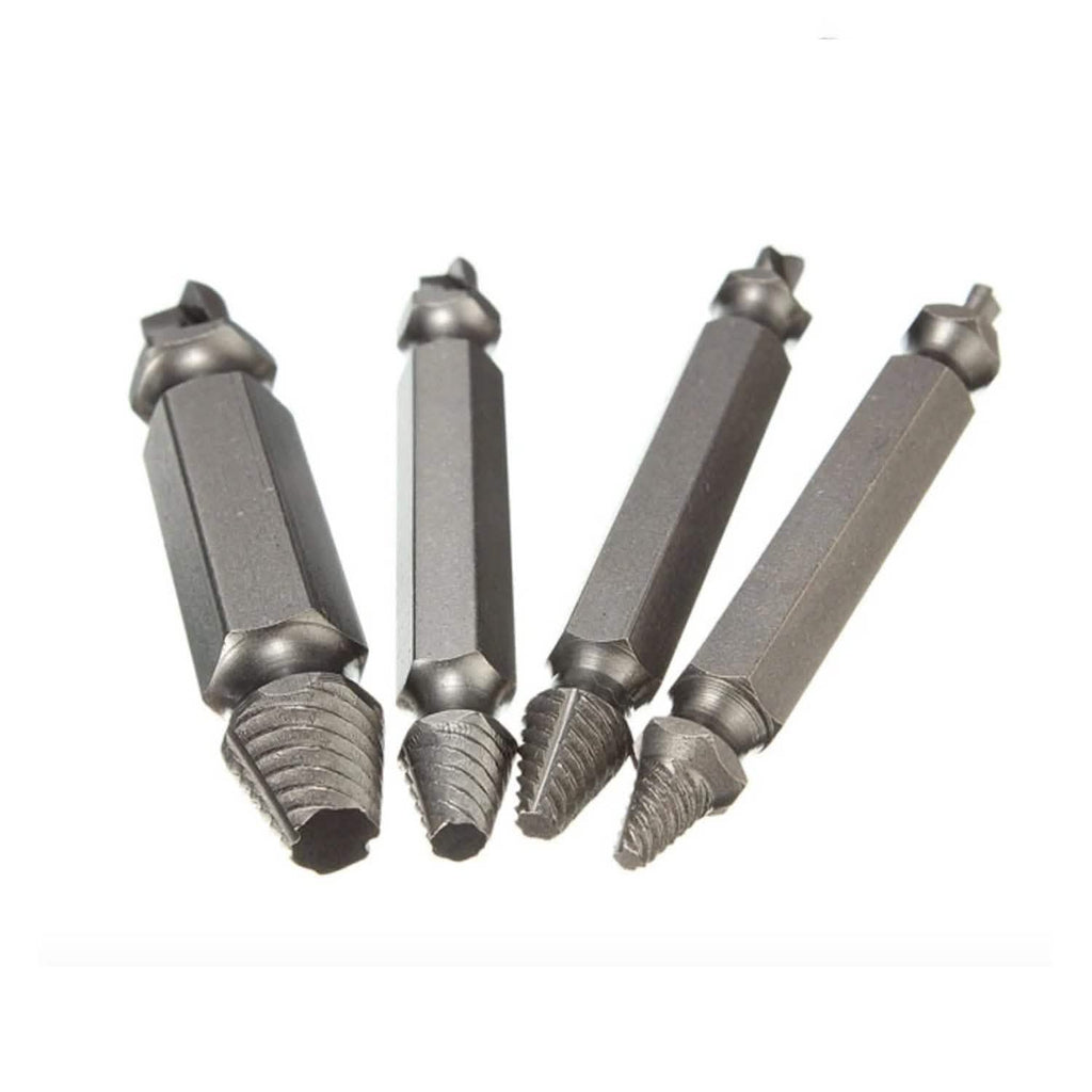 4-Piece Set: DrillPro Double-Sided Damaged Screw Extractors